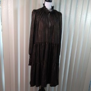 Elegant Black and Gold Polka Dot Dress